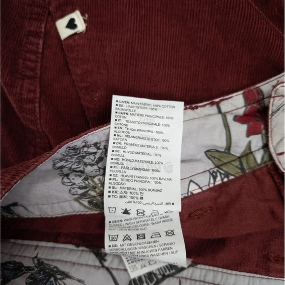Indie Sleaze Red Corduroy Shorts - Rock &β Roll Embroidered Pockets - Women's S - Picture 8 of 9